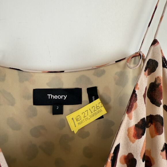 Theory Asymmetrical Leopard Maxi Cami Dress 100% Silk Pink - 2 - Picture 4 of 9